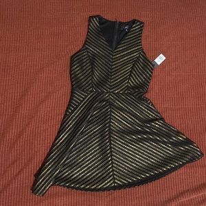 Gold and black A-line dress